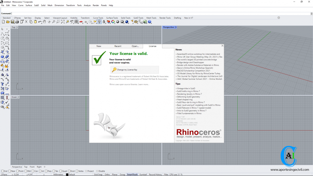 instaling Rhinoceros 3D 7.31.23166.15001